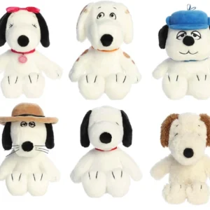 Aurora Peanuts 6 Pc Floppy Legs Plush Set With Snoopy Sister and Brothers